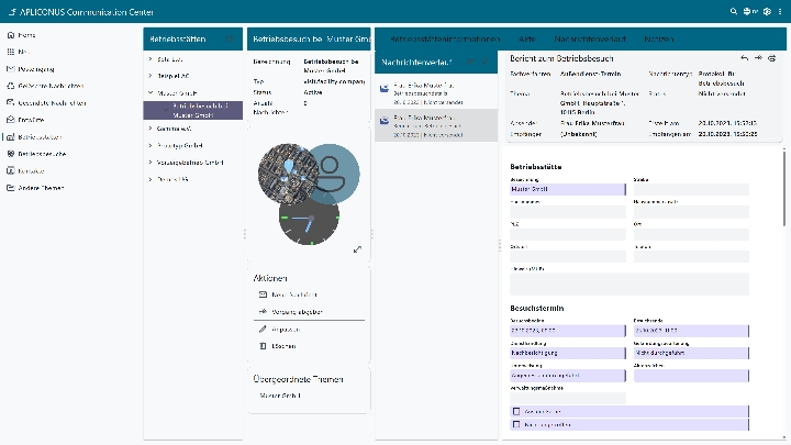 Screenshot eines Nachrichtenverlaufs in APLICONUS Communication Center