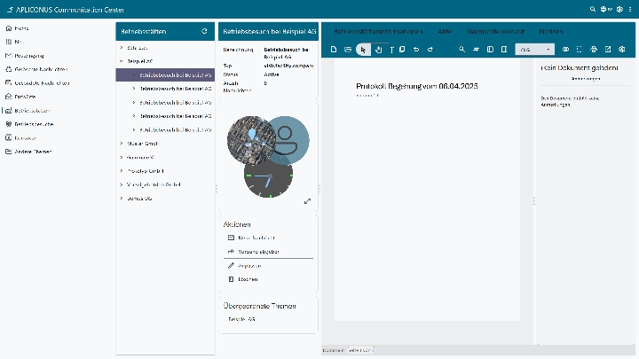 Screenshot des integrierten Dokumenten-Viewers in APLICONUS Communication Center