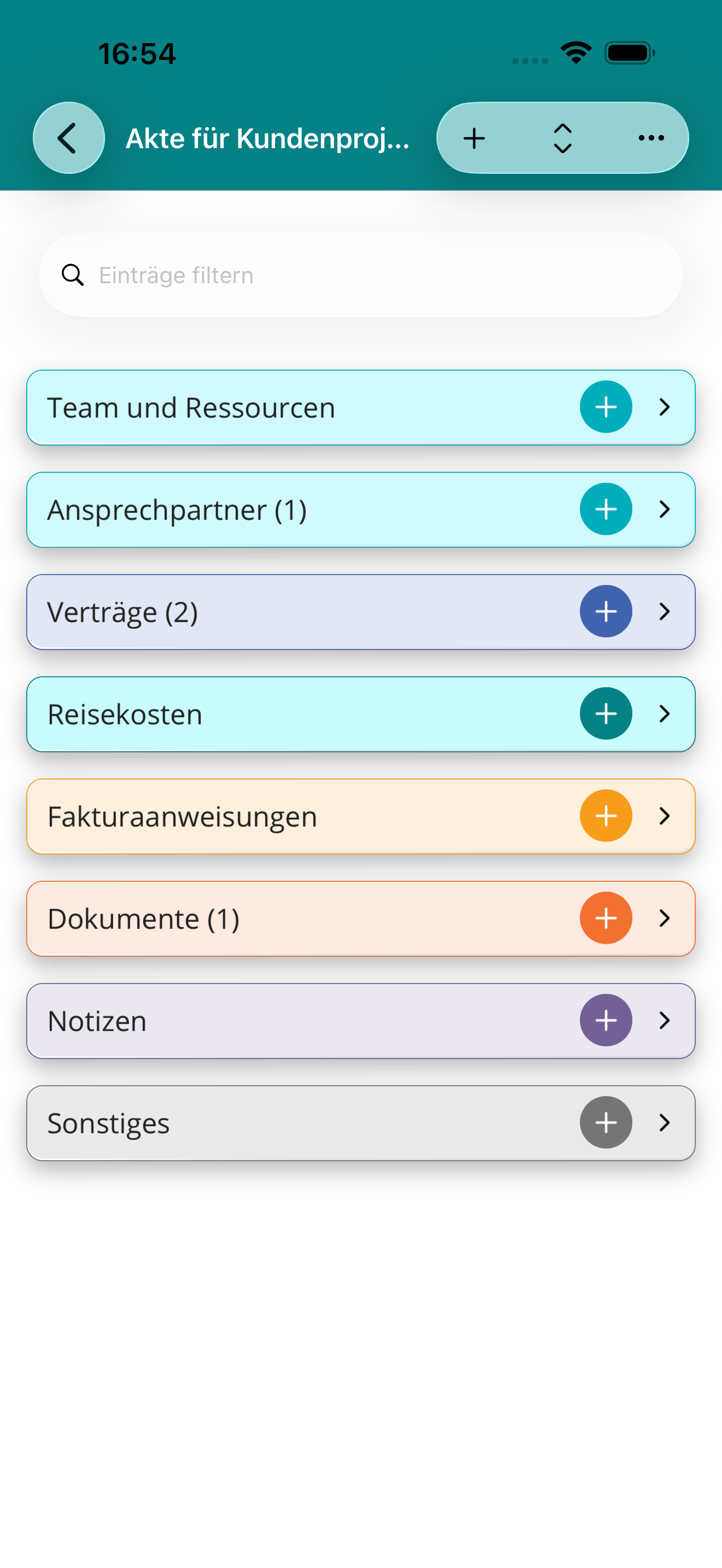 Dateien strukturiert organisieren – Screenshot von APLICONUS infield Pro (iPhone)